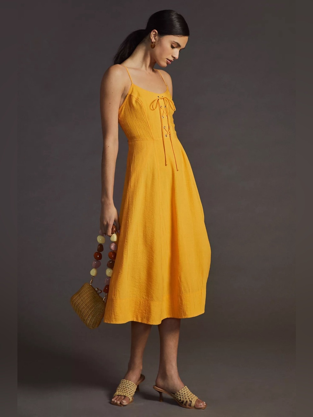 Lace-Up Midi Dress